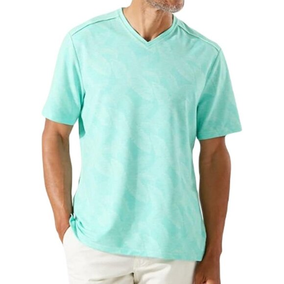 Tommy Bahama Men’s Medium Riviera Azure Grande Fronde IslandZone V-Neck Tee - Picture 1 of 6